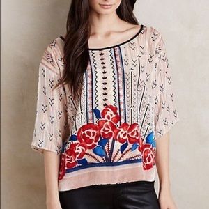 Anthropologie Moulinette Soeurs Velvet Posey Top.